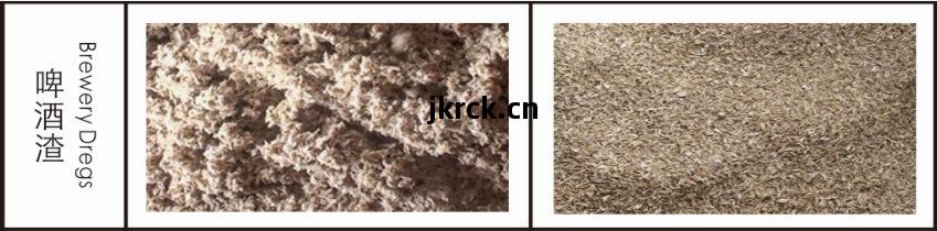 啤(pi)酒(jiu)糟渣烘幹前(qian)後(hou)效果對(dui)比(bi)圖(tu)